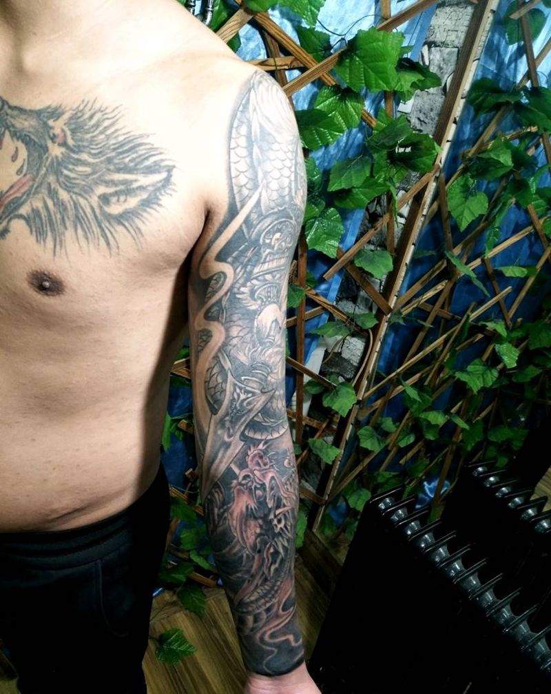 赵子龙花臂纹身图片