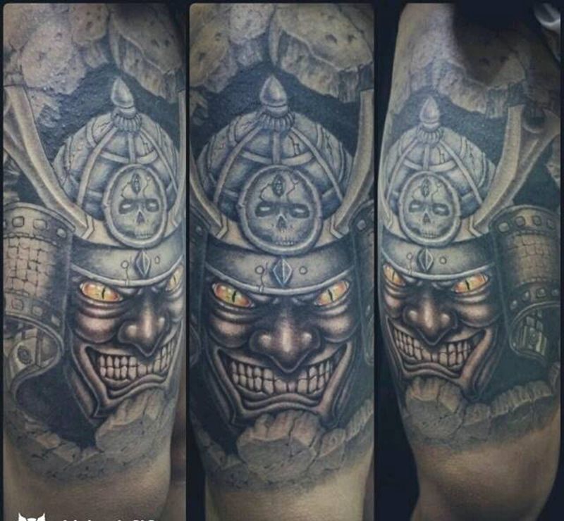 原创作品纹身图片_背部手臂腿部欧美传统写实人物鬼神原创成品纹身图案