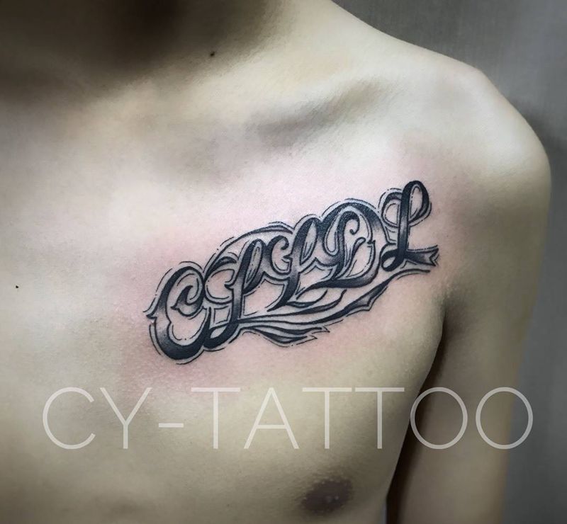 奇卡诺风格英文纹身图片_原创几何字符欧美清新手臂腿部胸部成品纹身图案