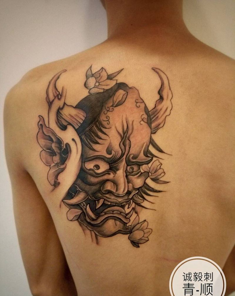 般若纹身图片_肩部背部手臂传统人物鬼神成品纹身图案
