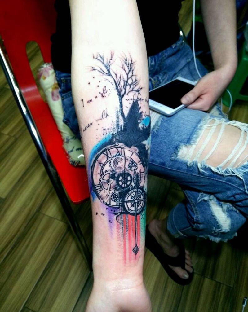 指南针纹身图片