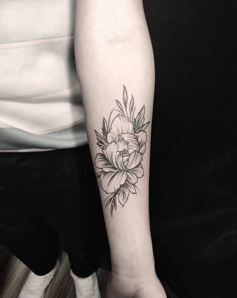 素花纹身图片_手臂点刺纹身图案