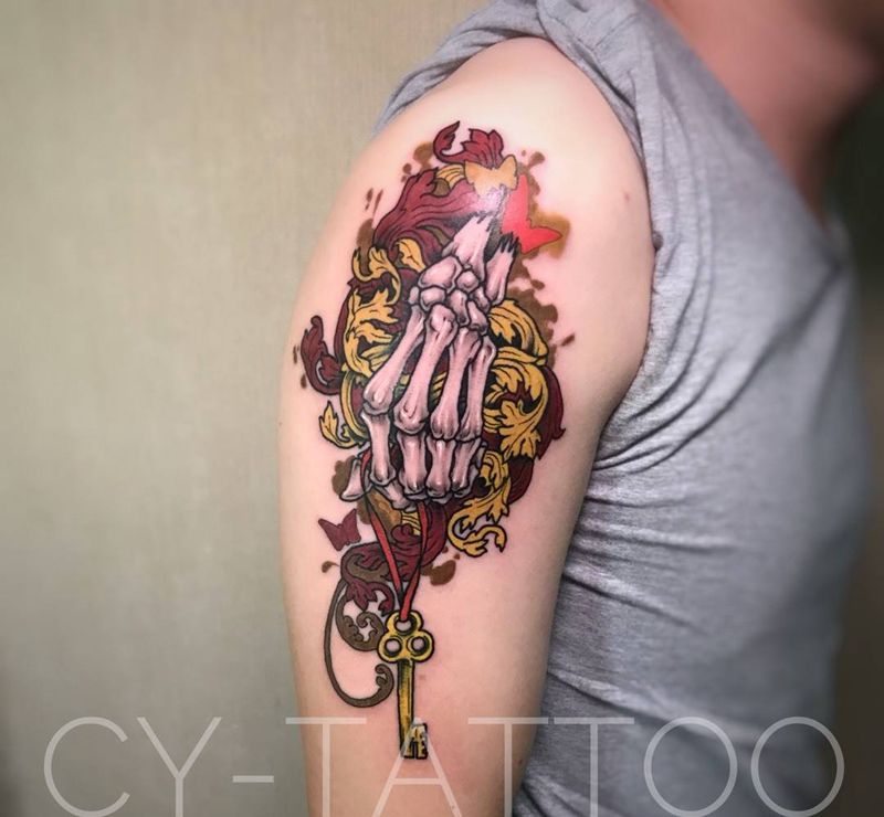 手纹身图片_人物欧美写实清新成品手臂腿部植物纹身图案