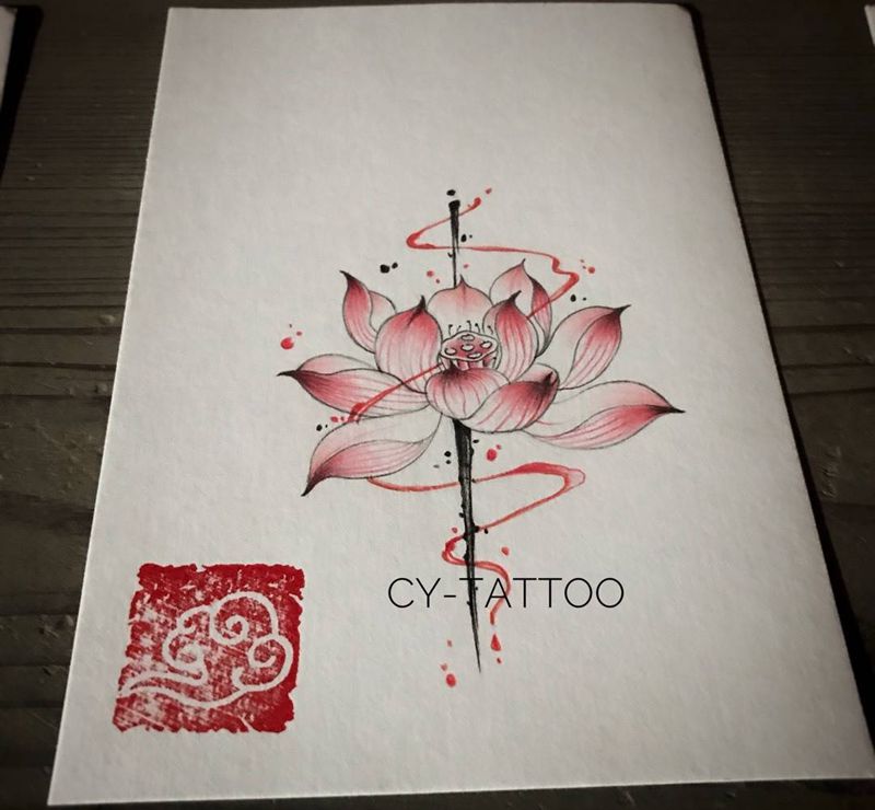 原创手稿纹身图片_几何植物原创国画传统清新手臂腿部成品纹身图案