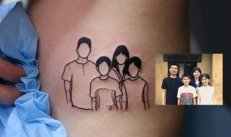 简笔老照片纹身图片