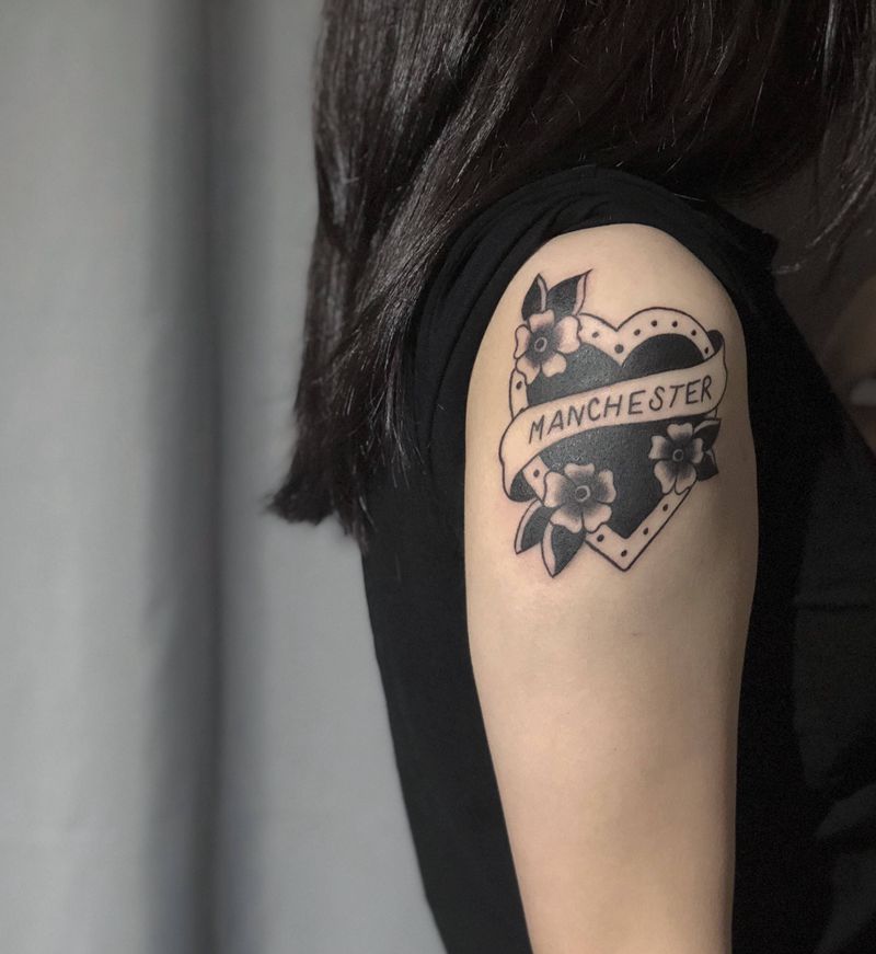 曼彻斯特纹身图片_手臂手部New School纹身图案