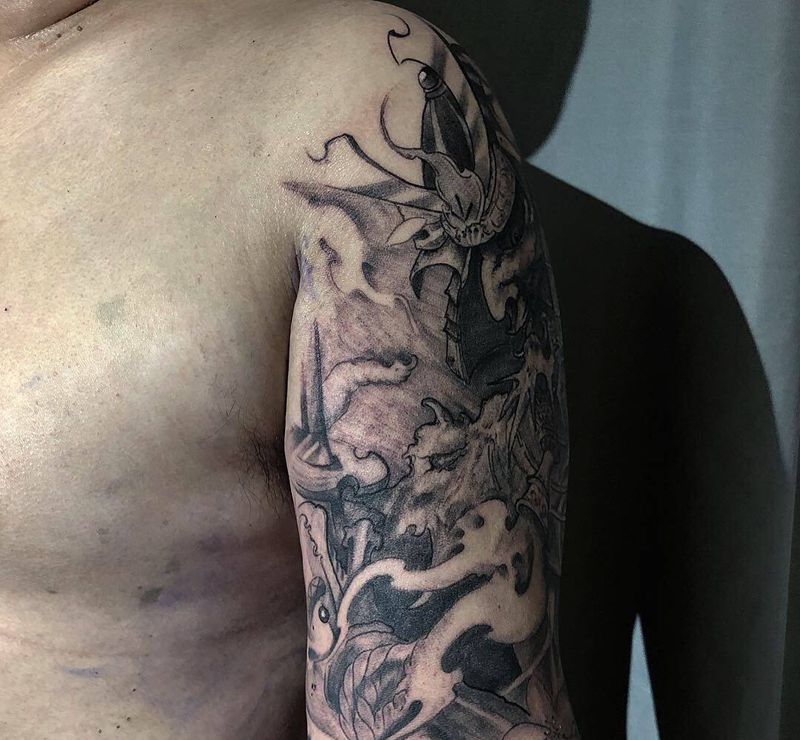 武士纹身图片_手部手臂新传统纹身图案