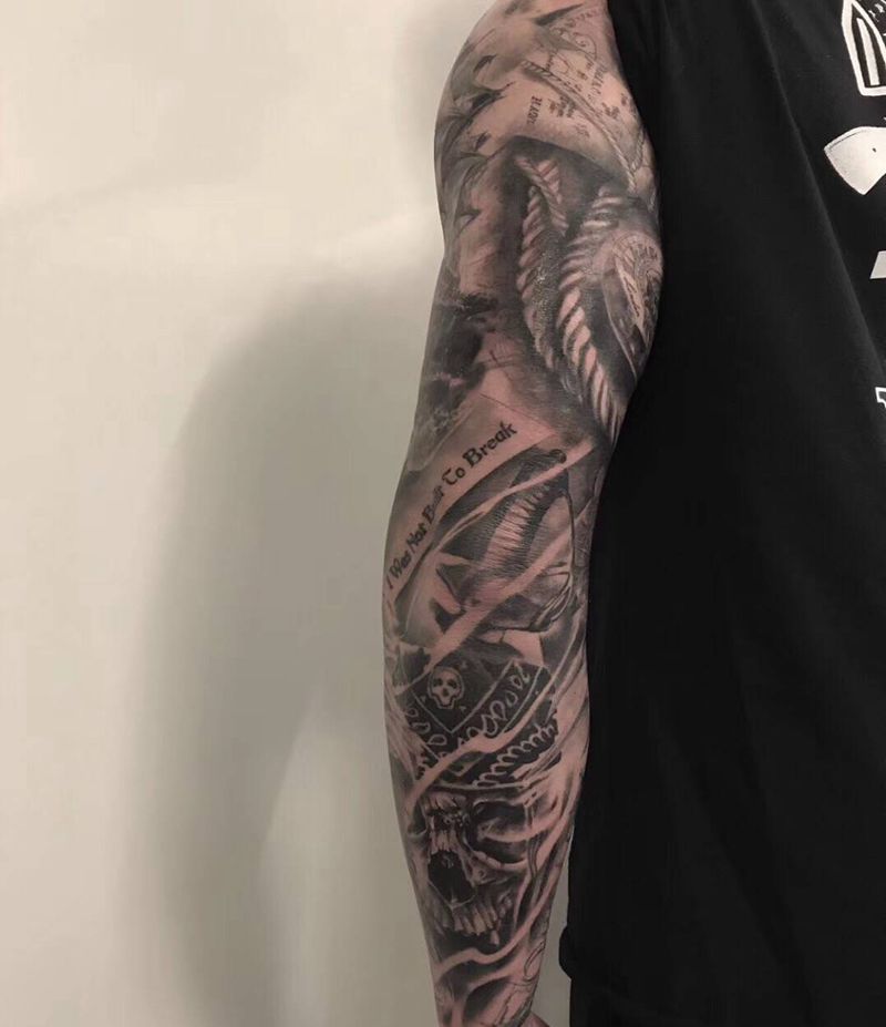 大花臂纹身图片_手臂纹身图案