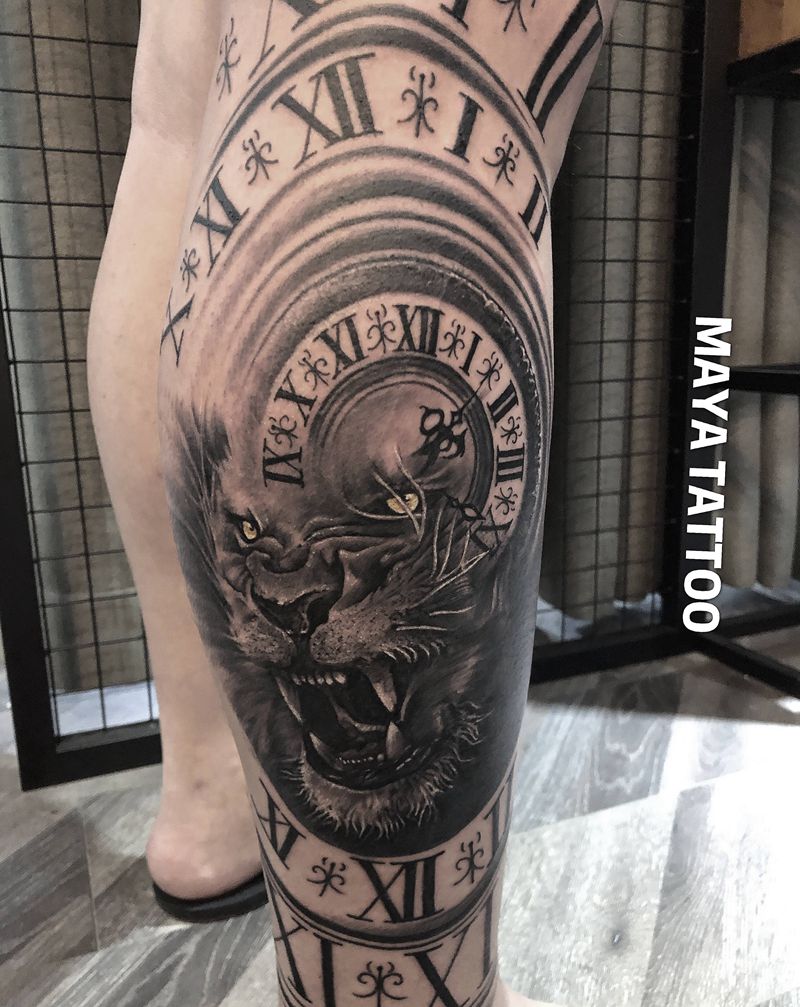 一天完成纹身图片_腿部纹身图案