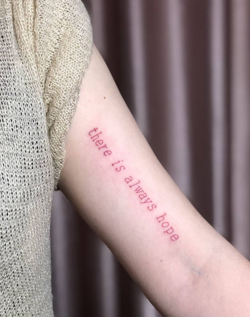 希望一直在纹身图片_手臂手部花体字水彩纹身图案