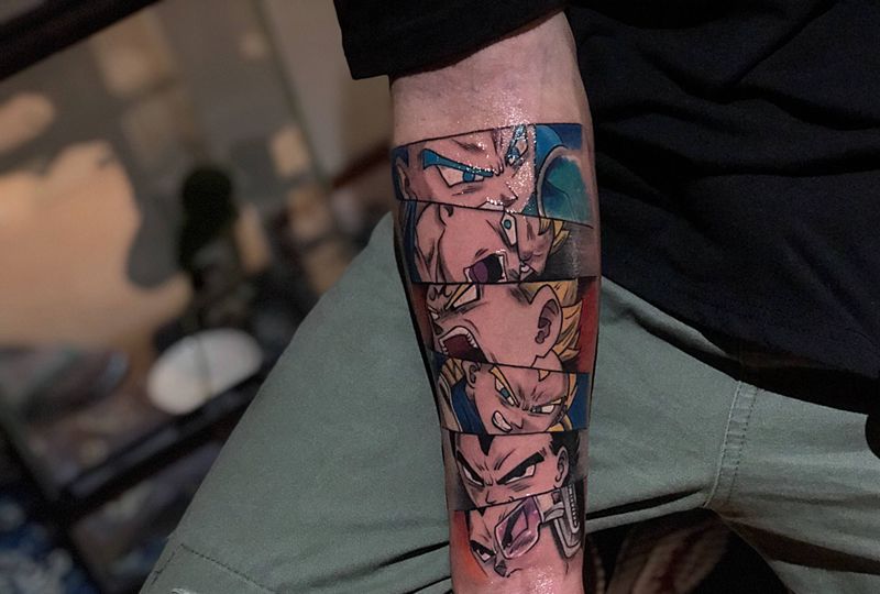 贝吉塔纹身图片_手臂手部水墨水彩动漫七龙珠纹身图案