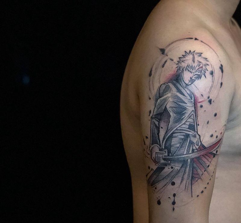 死神/黑崎一护纹身图片_手部手臂水墨纹身图案