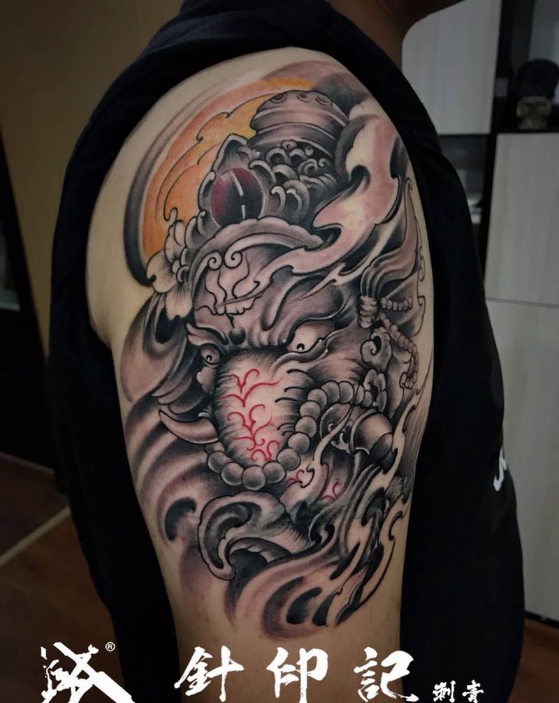 象神纹身纹身图片_成品臀部传统静物纹身图案