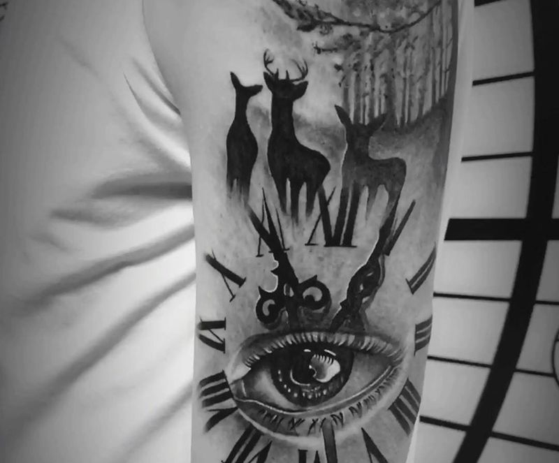 欧美大臂纹身图片_成品手臂欧美纹身图案