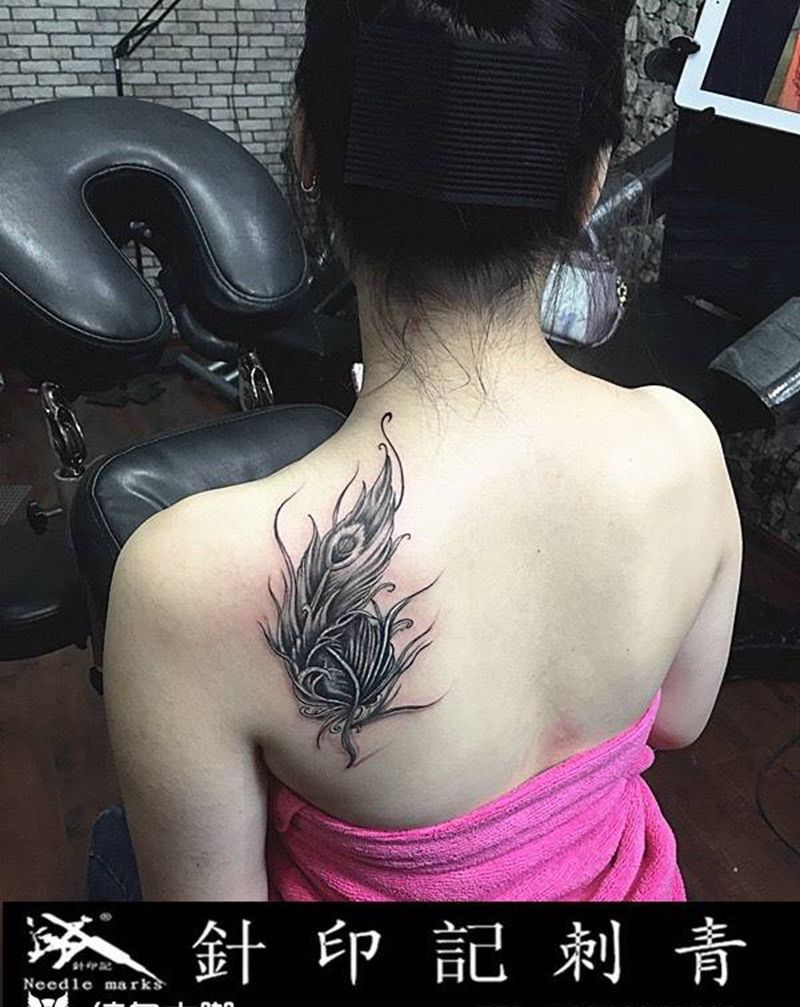 遮盖作品--羽毛纹身图片