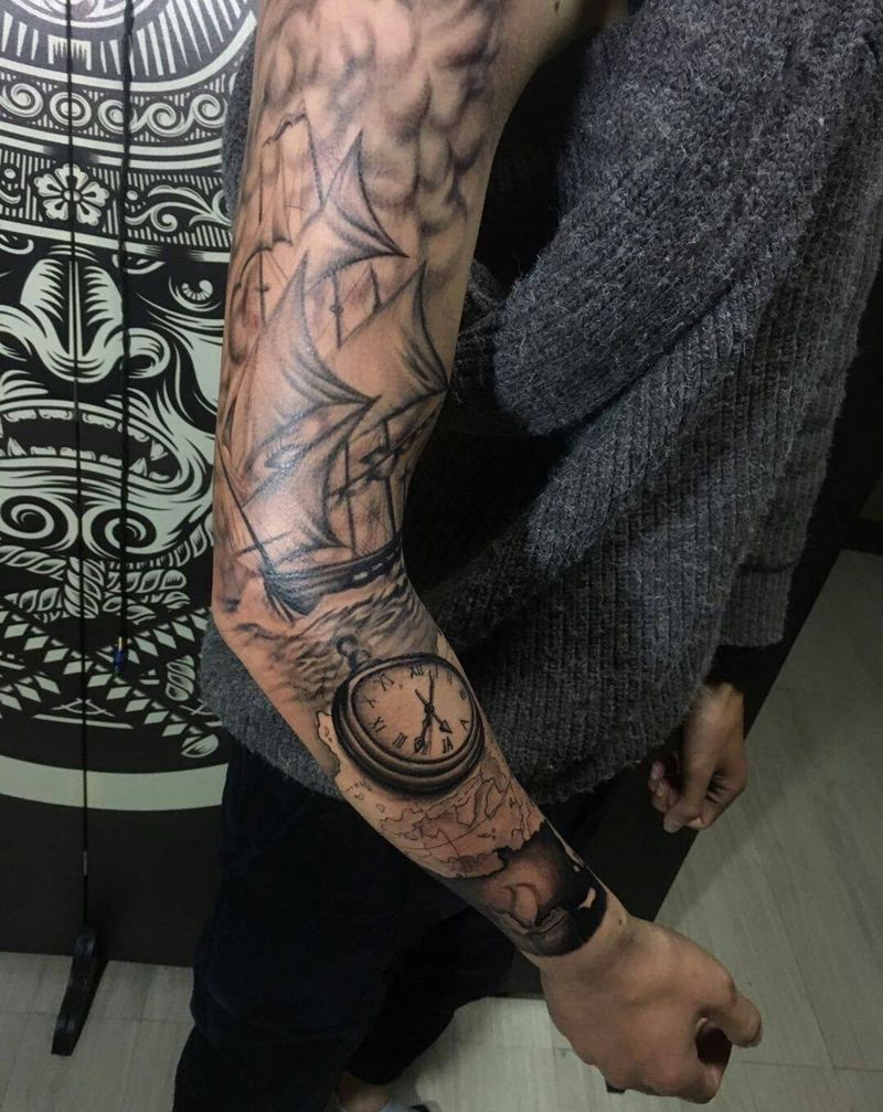 欧美航海臂纹身图片