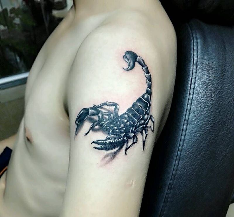 蝎子纹身图片_手臂写实动物原创成品纹身图案