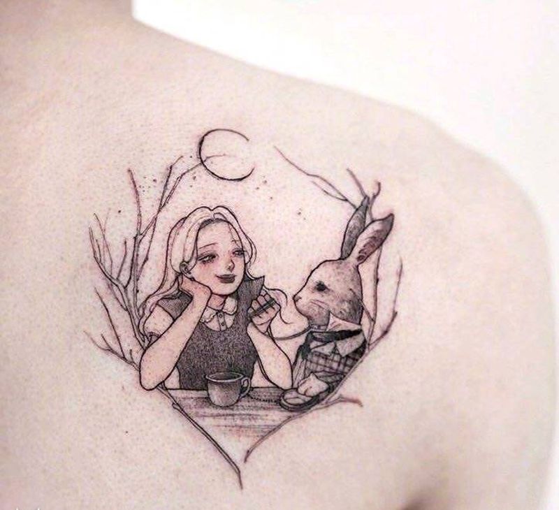 小清新纹身纹身图片_肩部纹身图案