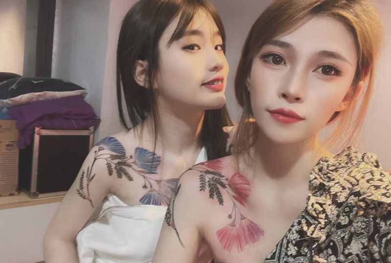 过肩花纹身图片_新传统纹身图案