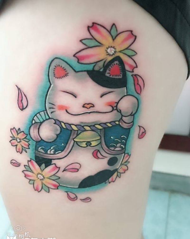 招财猫纹身纹身图片