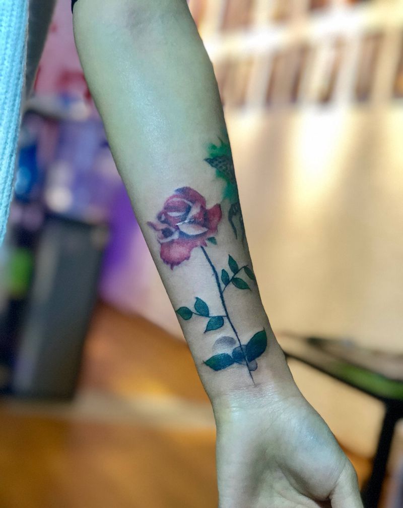 遮盖纹身图片_手臂腿部水墨水彩纹身图案