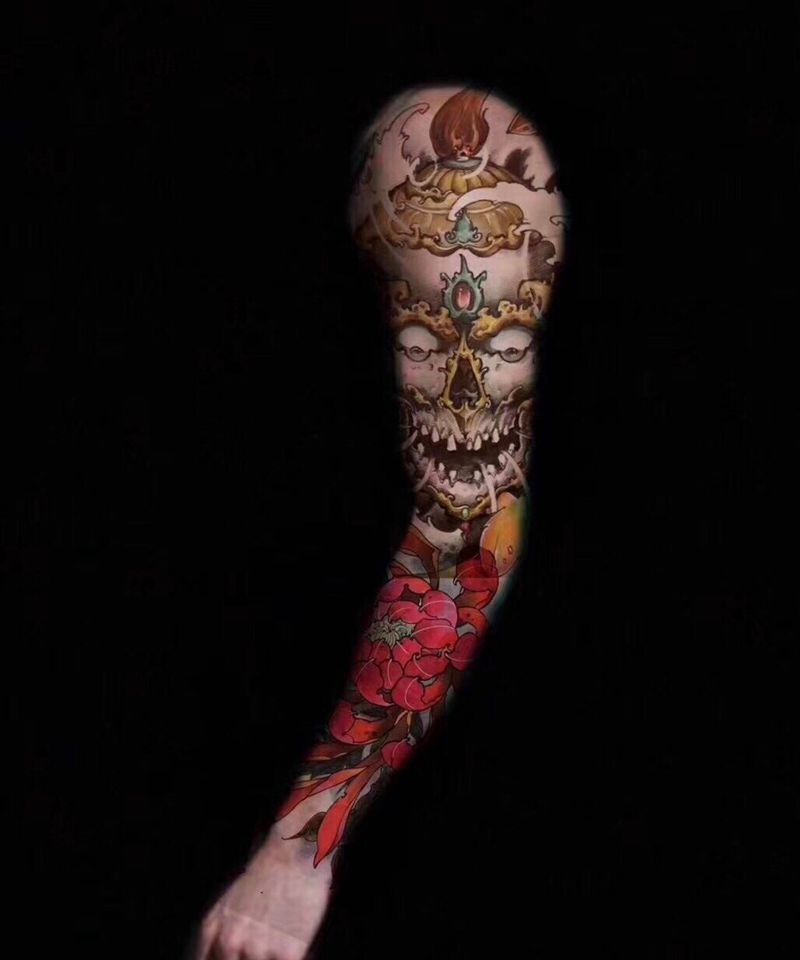 新传统花臂纹身图片