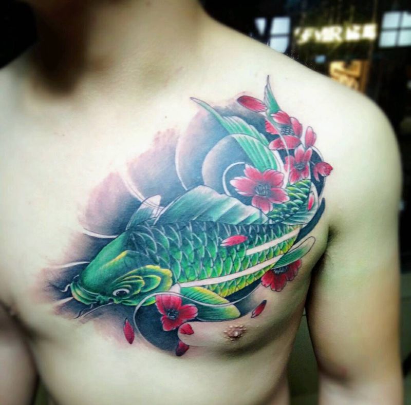 鲤鱼~遮盖作品，未完成！纹身图片