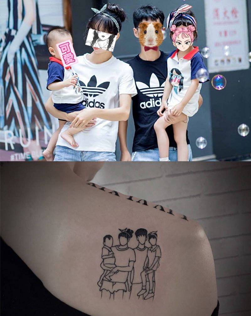 相片纹身纹身图片_成品肩部清新人物纹身图案