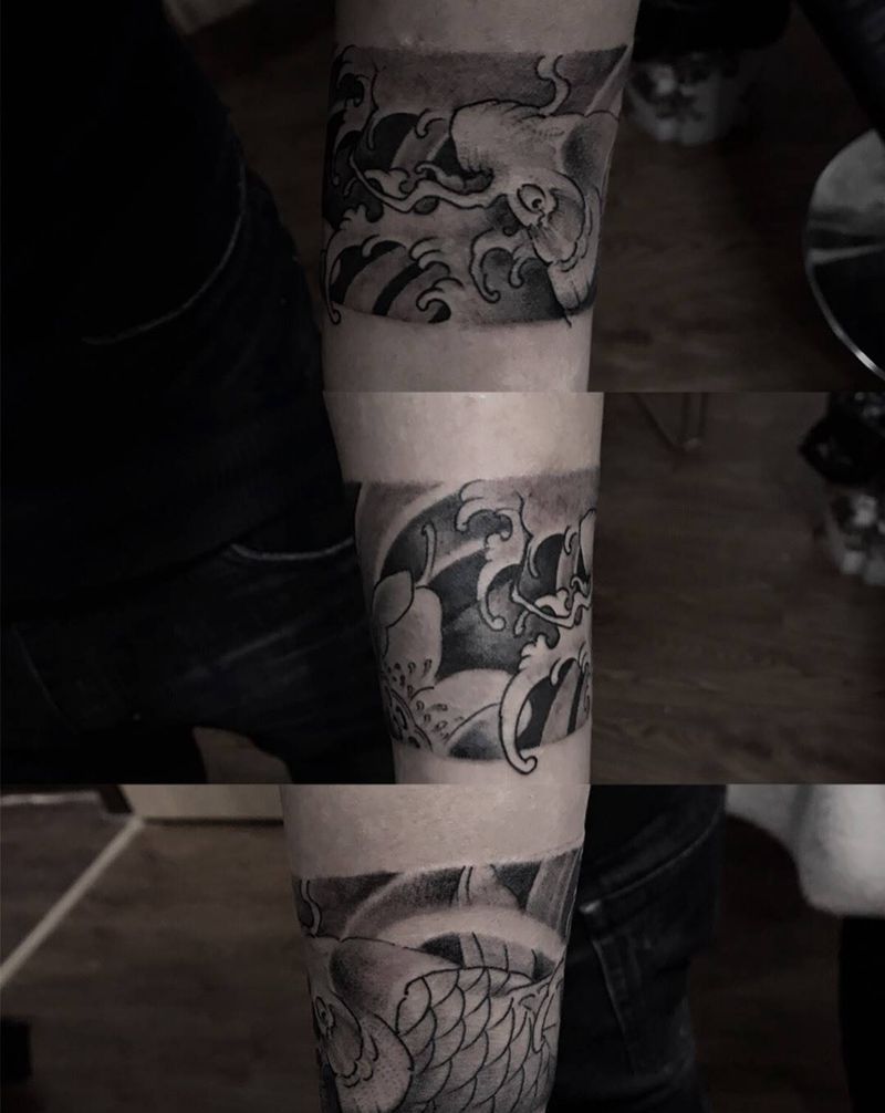 臂环纹身图片_成品臀部传统动物纹身图案