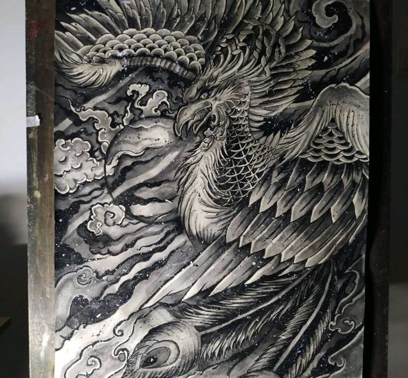 凤凰手稿纹身图片_新传统纹身图案