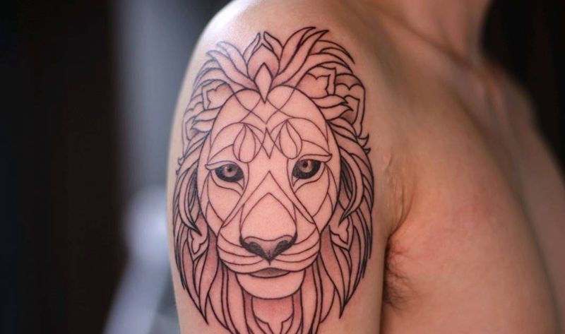 简笔狮子纹身图片