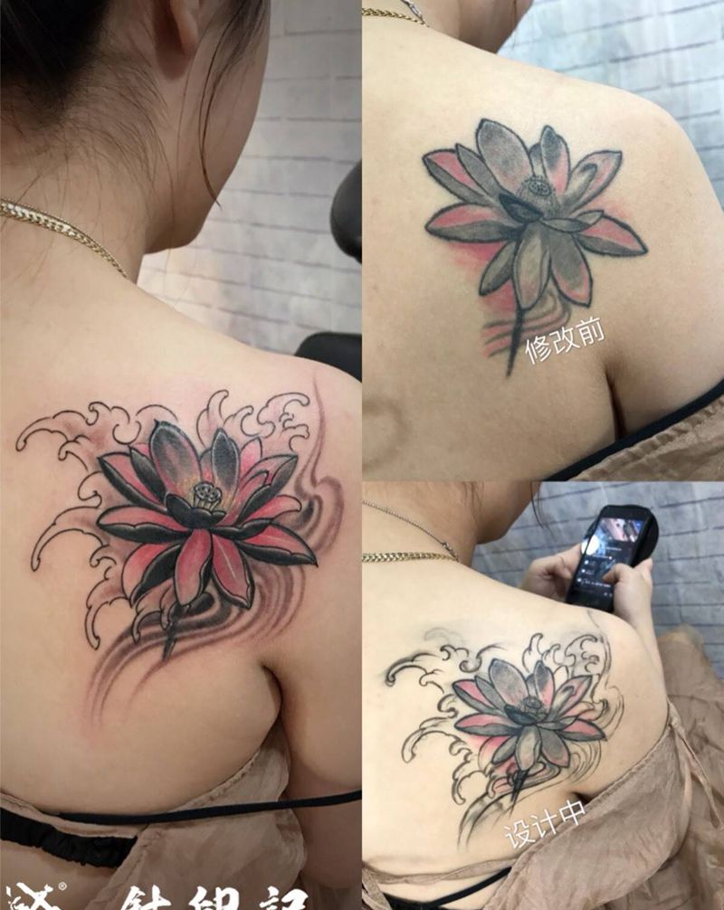 遮盖作品-莲花纹身图片