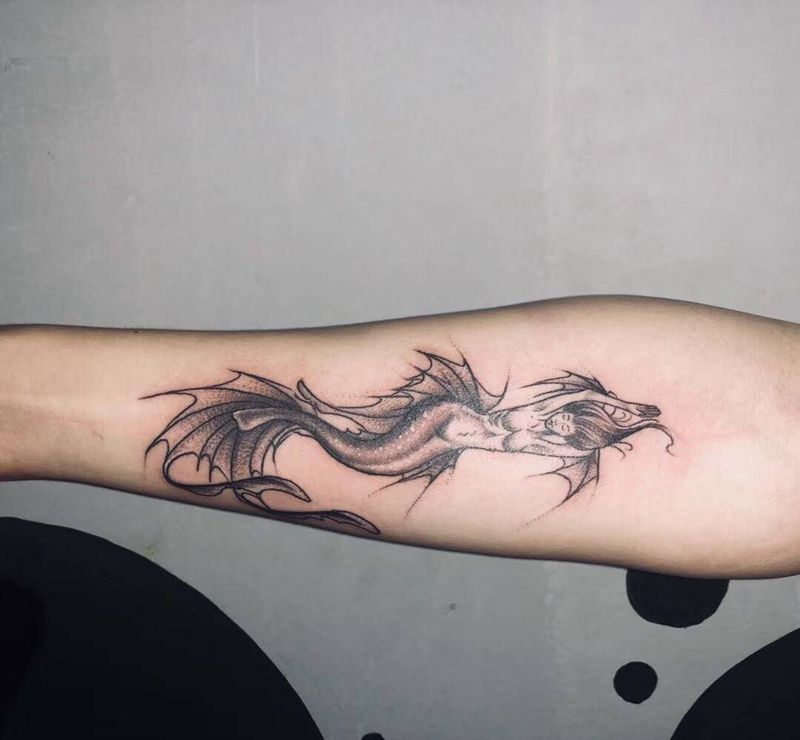 美人鱼纹身图片_成品手臂手部清新人物静物动物纹身图案