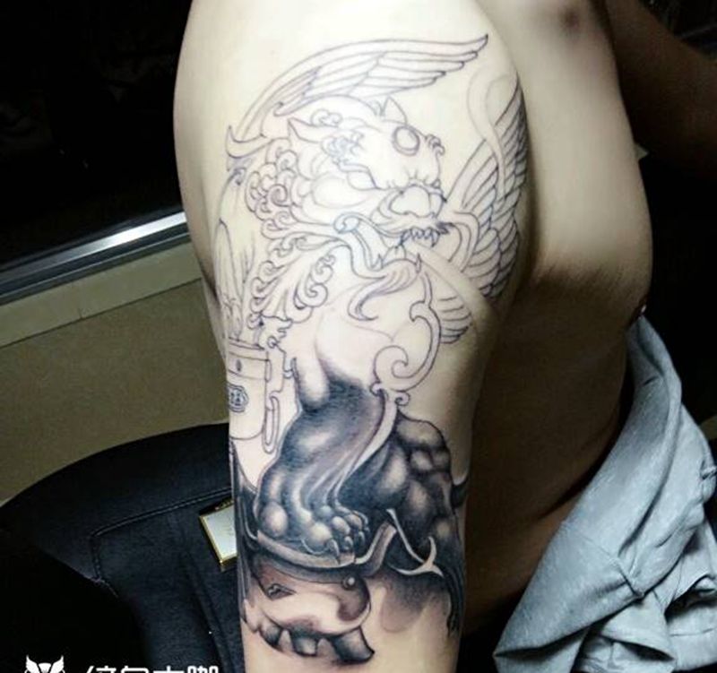 貔恘未完成纹身图片