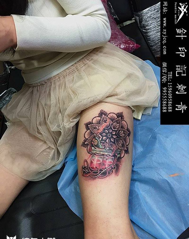 纹身机作品纹身图片_成品腿部欧美原创纹身图案