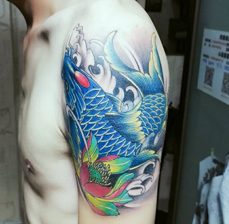 遮盖作品纹身图片_手臂传统动物原创成品纹身图案