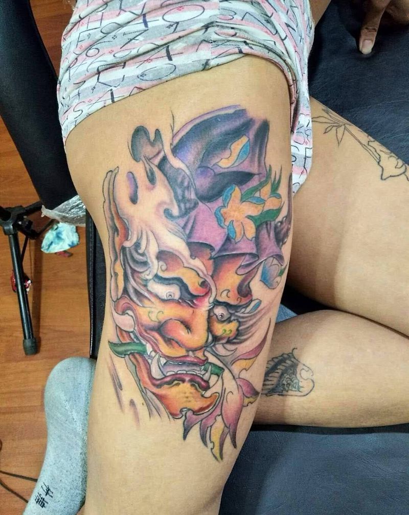 彩色般若纹身图片