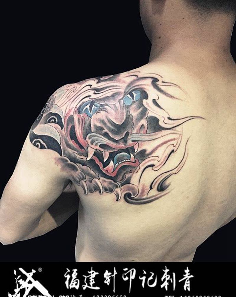 唐狮子纹身图片