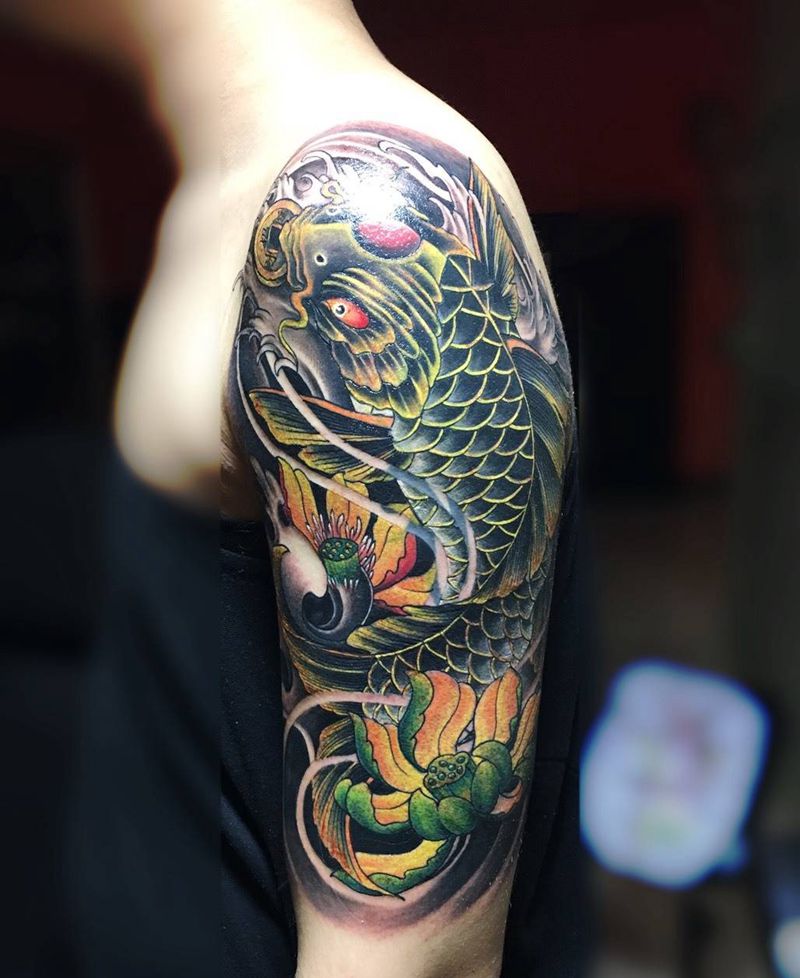鲤鱼、遮盖纹身图片