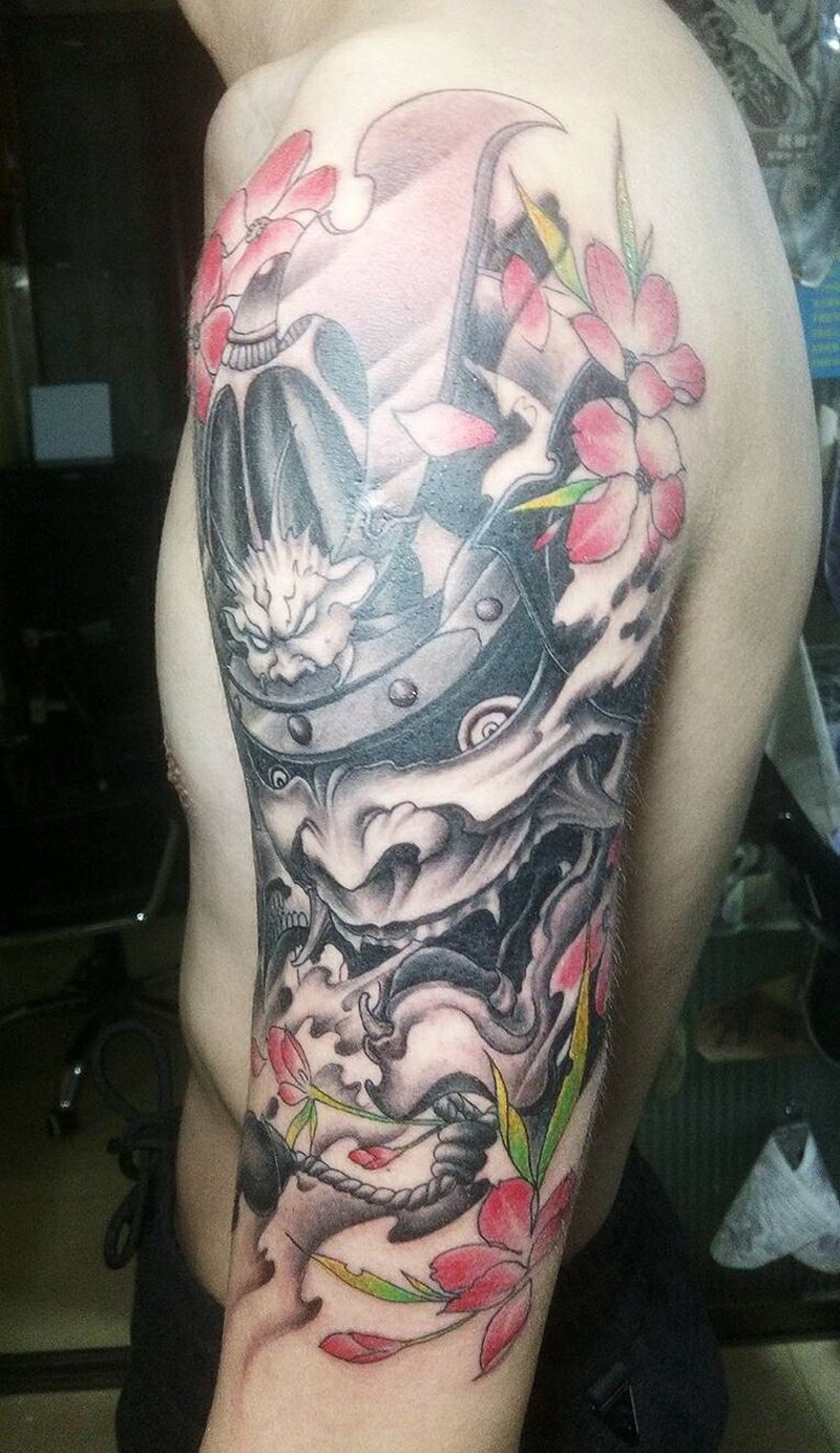 鬼武士纹身图片