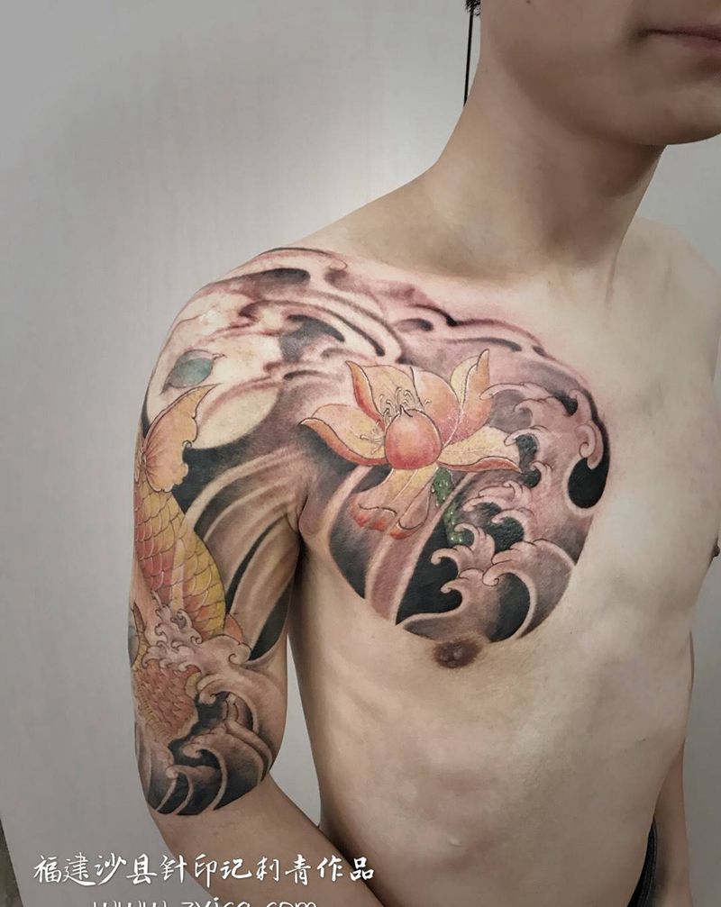 遮盖疤痕作品（锦鲤）纹身图片