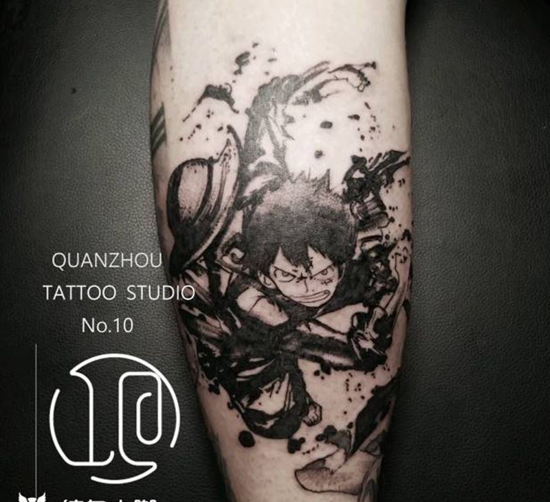 海贼王系列纹身纹身图片_脚部腿部点刺几何纹身图案