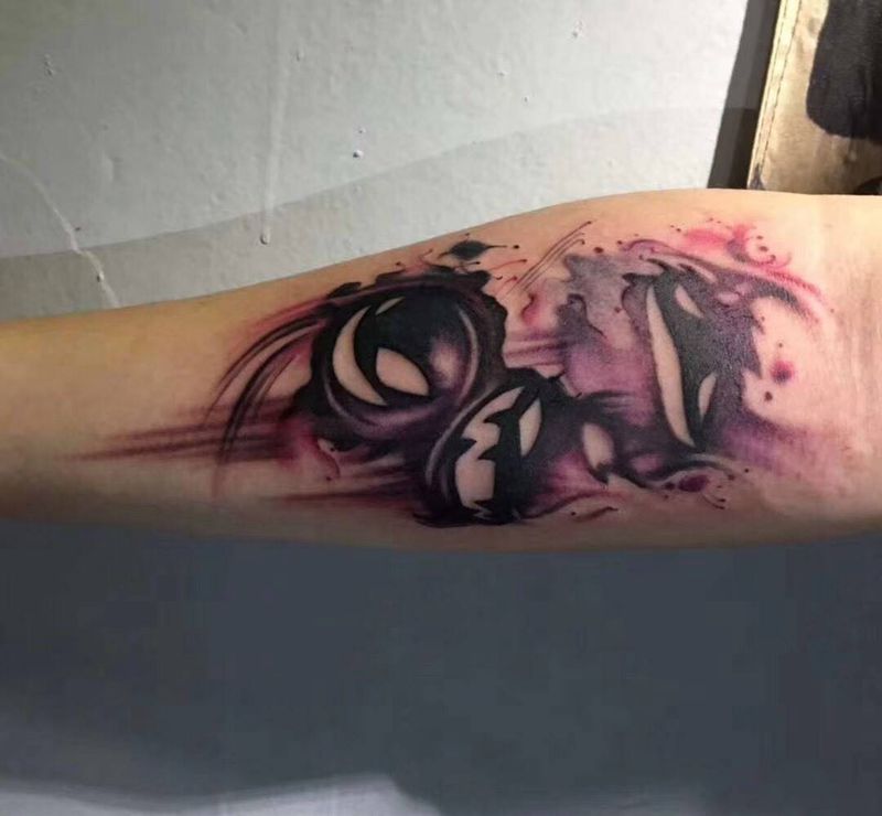 恶魔纹身图片_成品手臂手部欧美静物纹身图案