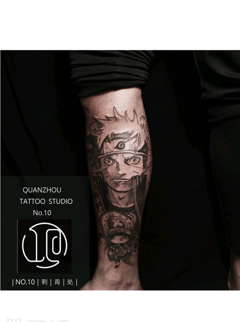 漩涡鸣人纹身图片_腿部New School纹身图案