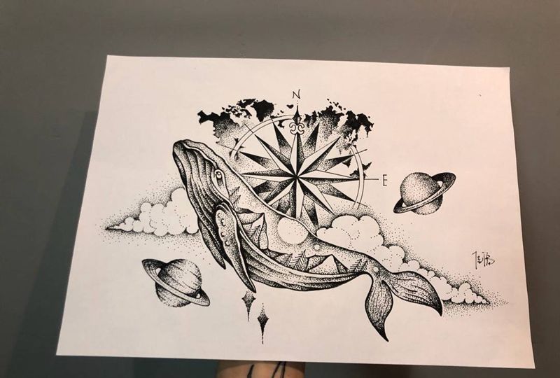 客稿鲸鱼纹身图片