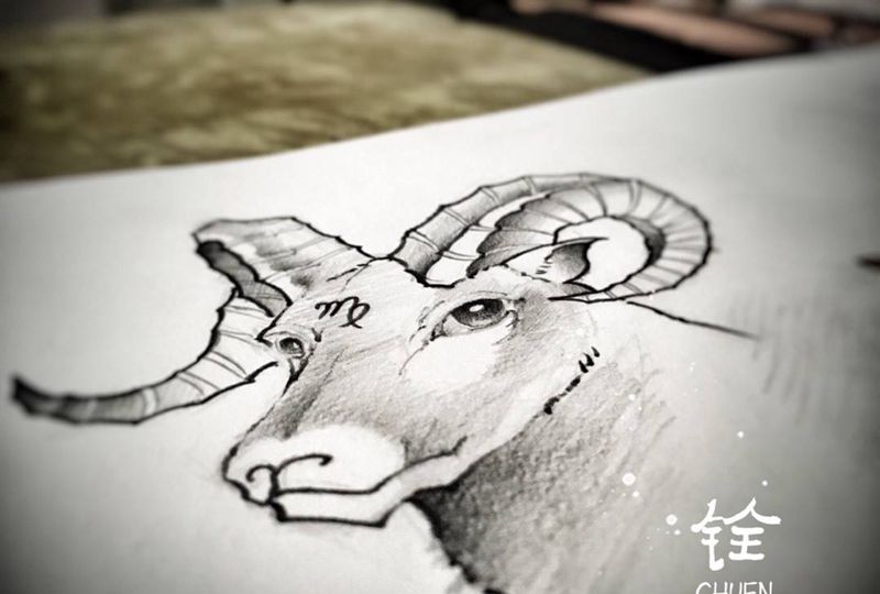 星座舆属性纹身图片_手稿动物肖像纹身图案