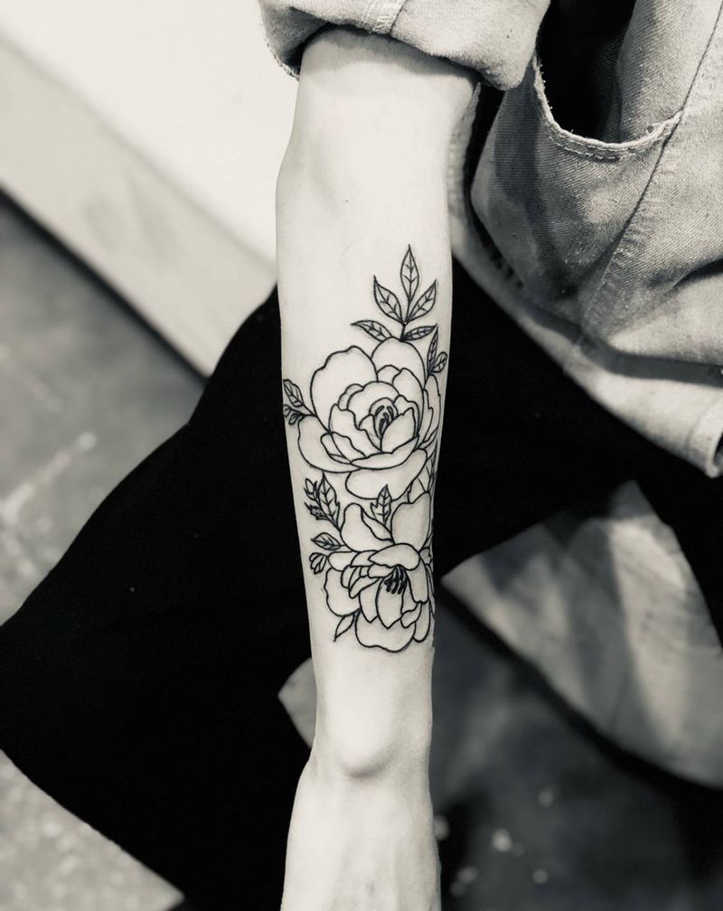 素花纹身图片_手臂新传统纹身图案