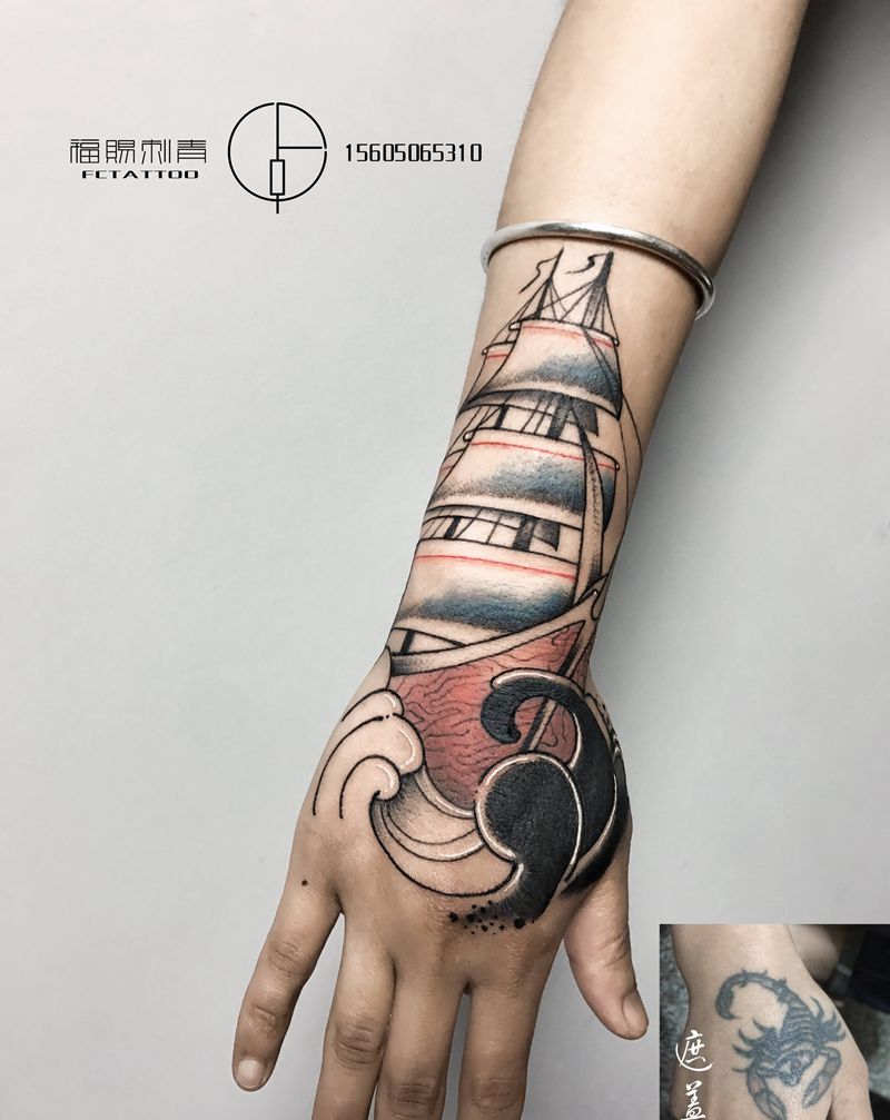 遮盖纹身图片_手部New School纹身图案