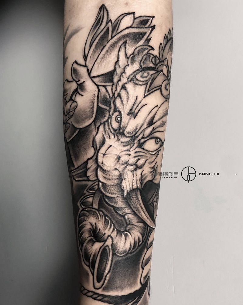 修改象神纹身图片_手臂新传统象神纹身图案