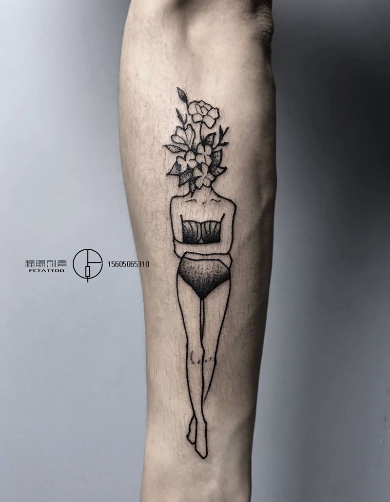 小臂纹身图片_手臂点刺纹身图案